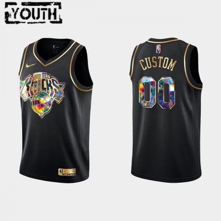 Maillot Basket New York Knicks Personnalisé Nike 2021-22 Noir Golden Edition 75th Anniversary Diamond Swingman - Enfant